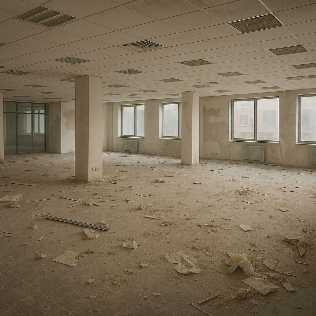 Avant — Nettoyage de fin de chantier dans un bâtiment commercial
